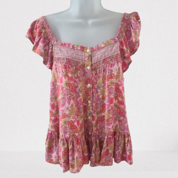 Lucky Brand Tops - Lucky Brand Pink Floral Blouse